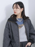 リブハイネックキルトジャケット